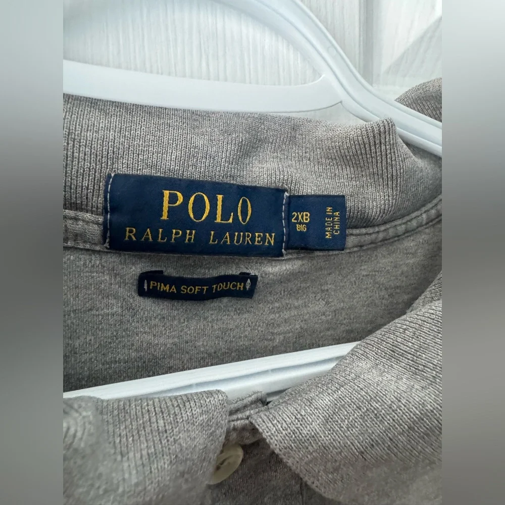 Polo Ralph Lauren Light Grey Pima Cotton Polo 2XB w/ Multicolor Pony Logo